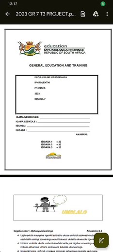 Grade 7 Isizulu Term 3 Test Overview