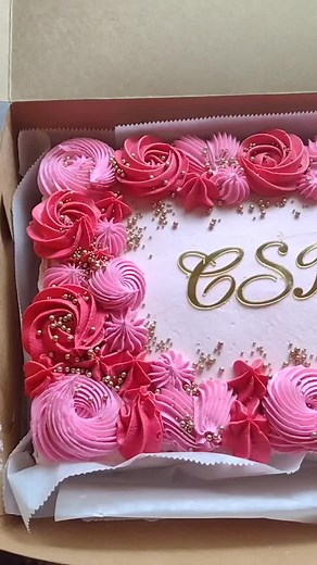 Pink Rectangle Sheet Cake with Buttercream Swirls