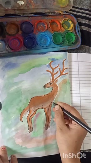 Day 11/30 of how to draw by using different shapes ☺️✨how to draw dear#shorts #art #watercolor