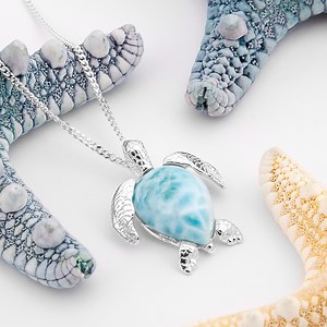 Larimar Sea Turtle Necklace: Sterling Silver Ocean Jewelry - Etsy