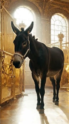 Royal Black Donkey Walks in Gold Palace 🫏✨ | Cinematic
