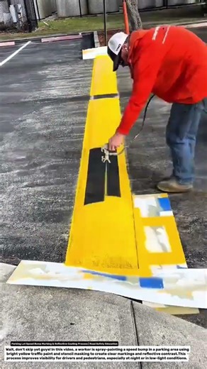 Parking Lot Speed Bump Marking & Reflective Coating Process | Road Safety Education.