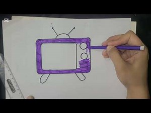 How to Draw A TV for kids.draw Television step by step.beginner idea drawing for kindergarten
