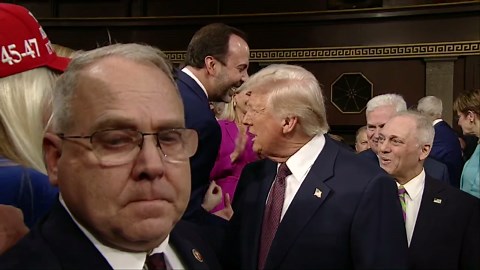 'This is Not Normal' sign ripped away ahead of Trump speech