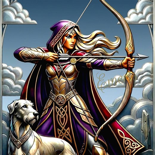 Flidais Sovereign of the Wild – Celtic Goddess Huntress, Art Deco Deerhound, Sacred Feminine Forest Decor - Etsy UK