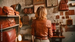 Woman standing up in an antique shop