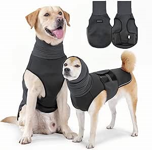 Dog Anxiety Jacket, Skin-Friendly Thunder Vest for Dogs - Dog coat with Collar for Thunder & Fireworks - Keep Pet Calm Without Medicine & Training, Anti Anxiety shirt for Dogs (B Dark Grey, XL)