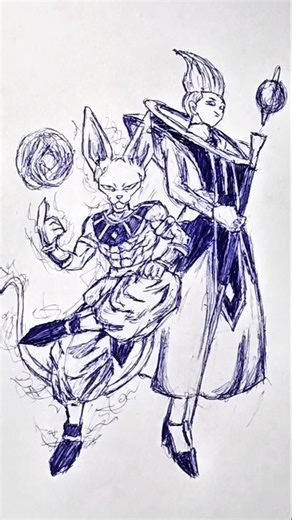 Speed drawing stickman ☠️ lord beerus & whis 😳#shorts #anime #drawing #dragonball #goku