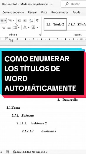Cómo enumerar automáticamente títulos en Word según APA 7