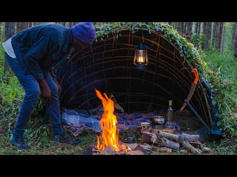 Solo Camping Deep in the Rainforest: I Built a Hidden Cave Shelter from Natural Materials