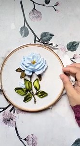 10K views · 1.4K reactions | How to embroider a simple Blue Rose for your ribbon embroidery project | Asnimar Embroidery | Facebook
