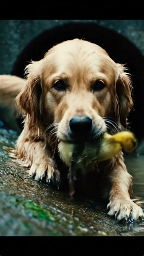 A Golden Retriever Risks Everything to Save a Trapped Duckling.#dog #goldenretriever