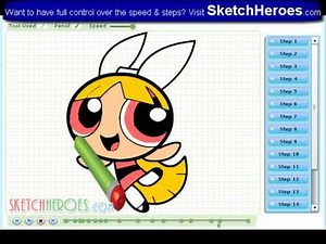 How to draw Blossom (The Powerpuff Girls) -- drawing tutorial video
