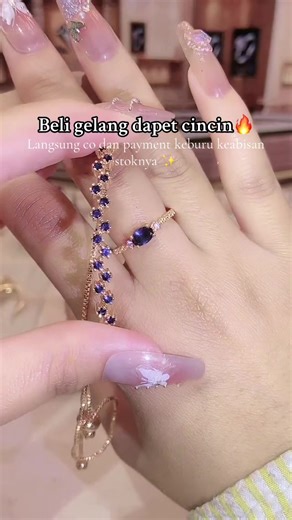 Gelangs Cincin Blue Safir Mewah dan Elegan