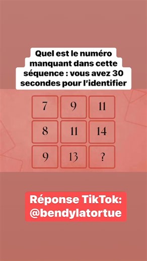 Quel est le numéro manquant dans cette séquence : vous avez 30 secondes pour l’identifier | QI Challenge