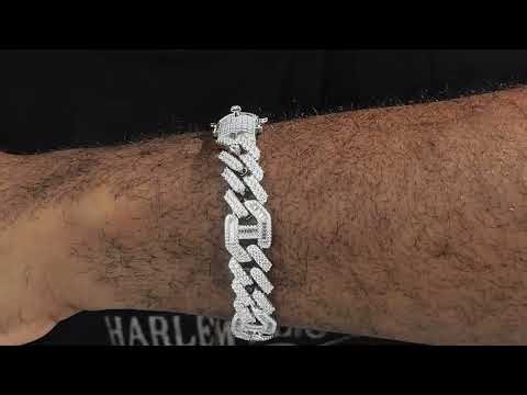 Figarucci Prong Cuban Link Bracelet Iced Out CZ Stones - 925 Silver - 15mm - 7"-8.5"