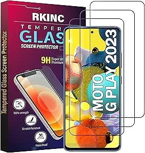 RKINC Screen Protector [3-Pack] for Motorola Moto G Play (2023), Tempered Glass Film Screen Protector, 0.33mm [LifetimeWarranty][Bubble-Free][Anti-Scratch][Anti-Shatter]