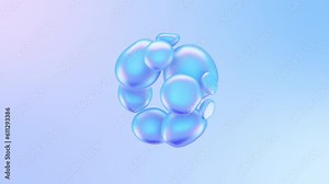 Biomorphic forms with holographic iridescent foil texture.Abstract blob 3d shape with light metallic rainbow colors.Smooth movements that change to the rhythm of the energy.Cloth,silk or latex texture