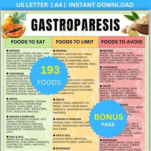 Gastroparesis Food List, Digestive Health Guide (instant Download PDF) - Etsy