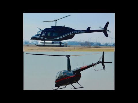 Bell 206 and Robinson R44 departing Cleveland Municipal Airport