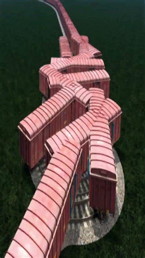 Extreme Massive Train Crossing On Circle Bumpy Tracks 🔥😎 BeamNG.Drive – Train simulator #shorts