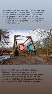 The historic Whipple through truss bridge over the East Fork White River near Fort Vallonia, Indiana, narrowly escaped demolition in the name of progress. When a new bridge was constructed nearby in 2008, the old structure was preserved and repurposed, reopening as a pedestrian crossing. Built in 1887 by the Indiana Bridge Company, the bridge was one of the company’s earliest projects and its first two-span Whipple through truss. It was closed in 1988 due to structural concerns but reopened in 1