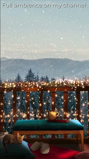 Cozy Winter Porch ❄️ Fireplace & Snowfall
