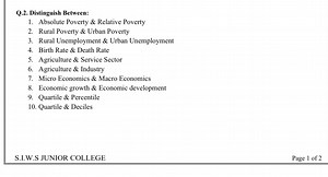 Q.2. Distinguish Between:Absolute Poverty \& Relative Poverty... | Filo