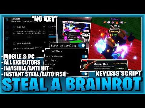 Steal A Brainrot Script *NO KEY* - Instant Steal, Auto Fish, Anti Hit, Brainrot Spawner & More! 🐟🔥