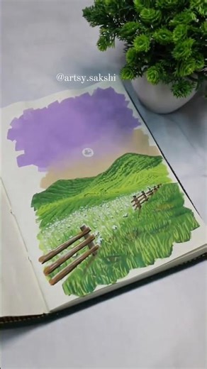 Painting a Beautiful Landscape in Gouache | Art Inspiration 💜🌿