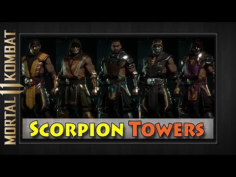 ALL 5 SCORPION CHARACTER STAGES | Mortal Kombat 11 | Gear Skins MK11 Showcase Towers of Time