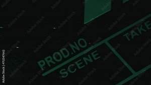 Video of clapperboard on a table in a local film production. Concept of film and video industry. Stock Video