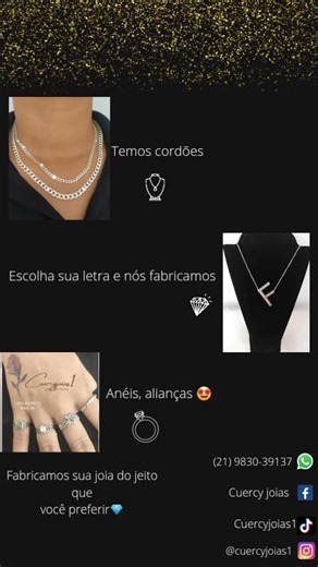 CUERCY JÓIAS Compramos seu ouro e sua prata!!!! Temos jóias de ouro, prata, semi-jóias e jóias de moedas antigas Venha nos fazer uma visita! Estamos localizados na Galeria das Marcas Rua Felipe Cardoso, 148 loja K whatsapp : (21) 98303-9137 | Campo Grande RJ | Facebook