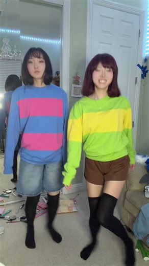 oh my god IGNORE THE FACT WE CANT DANCE HELP #undertale #chara #frisk #cosplay #charaundertale