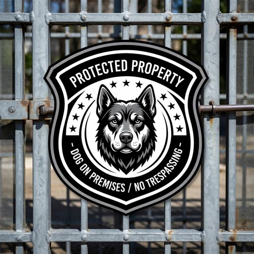 Protected Property Dog on Premises Metal Sign, No Trespassing Security Sign, Guard Dog Warning Decor - Etsy