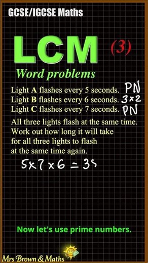 LCM Word Problem with Flashing Lights | GCSE/IGCSE Maths #mrsbrownandmaths #gcsemaths #igcsemaths