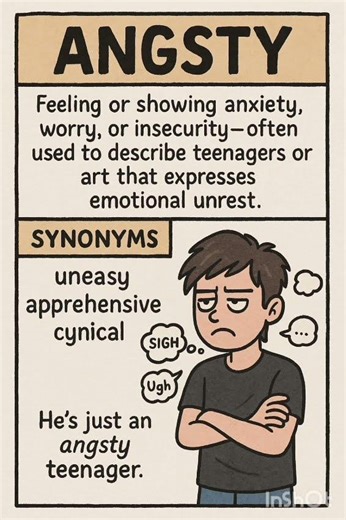 Learn English Vocabulary | Word: ANGSTY 😟