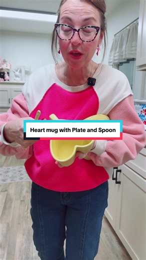 Heart mug with Plate and Spoon. #HeartMug.#Valentine #Valentinesday #valentinesdaygift #GiftsForHer @QVC, Inc