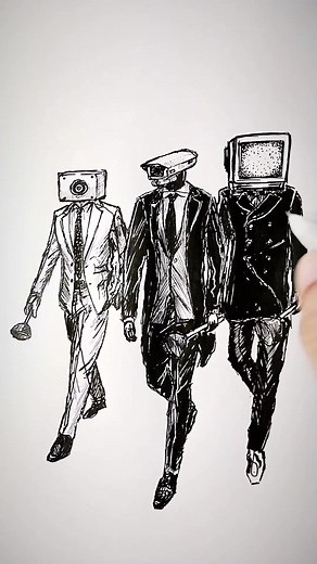 Speed Drawing Stickman, CameraMan, SpeakerMan, TVMan