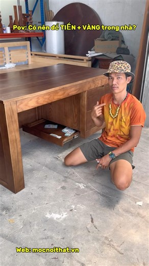 Có nên để TIỀN VÀNG trong nhà? Và bàn làm việc gỗ cao cấp #video #diy #banlamviec #fyp #viralvideo