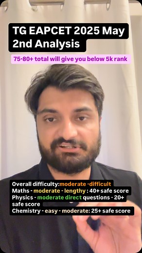 JEE NEET EAMCET Coaching – Spark Academy | Telangana EAPCET 2025 May 2nd detailed Analysis. Overall moderate to difficult paper. #eamcet #telanganaeapcet #students | Instagram