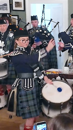 Ballater Pipe Band, led by Pipe Major James Cooper, playing 'Crags of Tumbledown Mountain' as they marched out after entertaining diners at the Braemar Gathering & Highland Games Centre. This was on Saturday 24th January 2026, during the Burns Night Supper held in the Games pavilion. #braemar #ballaterpipeband #burnsnight2026 | Scotland Online