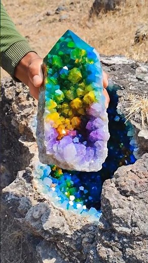 OMG! Massive Rainbow Crystal Geode Discovery 💎 Hidden in Ancient Volcano Rock! 🌋