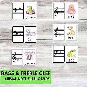 Animal Music Note Flashcards: Treble & Bass Clef (PDF) - Etsy