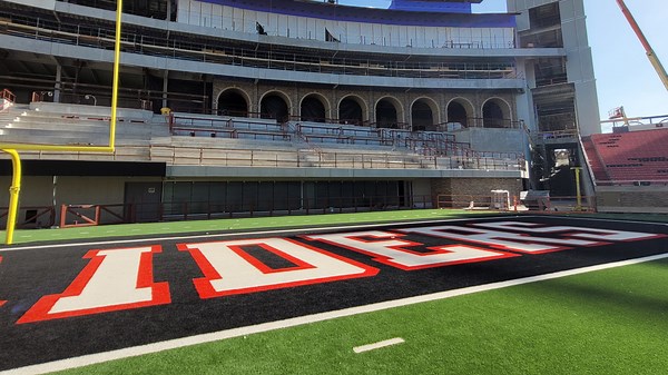Get a close-up look at Texas Tech football's Jones AT&T Stadium south end zone building