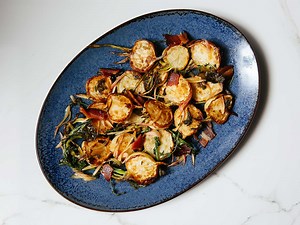 Roasted Turnips and Greens With Bacon Vinaigrette