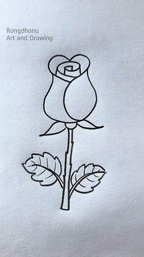 585K views · 7.9K reactions | Simple Rose Drawing with Pencil | Easy Rose Sketch Tutorial | Rongdhonu Art and Drawing | Facebook