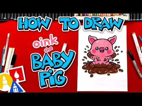 How To Draw Baby Pig Oink Playing In A Muddy Puddle