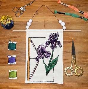 Embroidered Art Wall Decor- Iris - Etsy