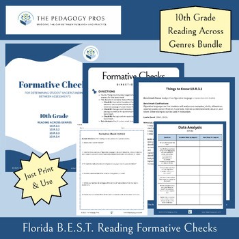 10th Gr Formative Checks Reading Across Genres Bundle – Florida B.E.S.T. Reading